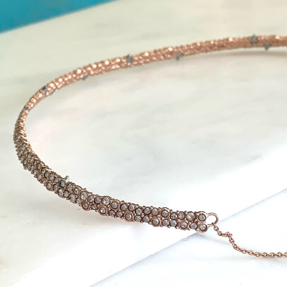 Alexis Bittar Rose Gold Crystal Encrusted Spiked thorny Lace Choker Necklace - Picture 6 of 12